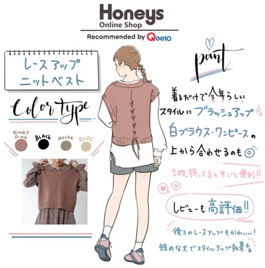 Honeys Online Shop レースアップニットべスト グラフィックレコード