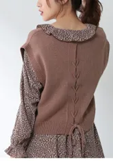 レースアップニットべスト