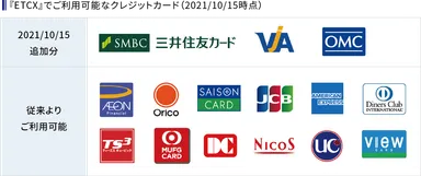 ご利用可能なクレジットカード