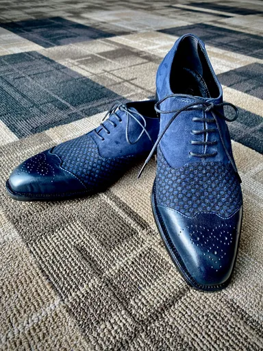 ネイビー 織柄 タリア デルフィノ レースアップシューズ
