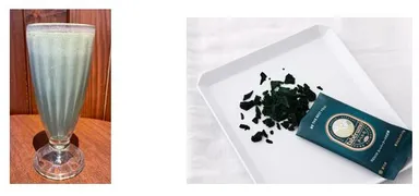 「タベルモ」バナナスムージー、生スピルリナを製品化した「タベルモ」　※メニュー画像はイメージです。