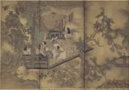 宮女図屏風（部分）雪村筆　京都国立博物館蔵