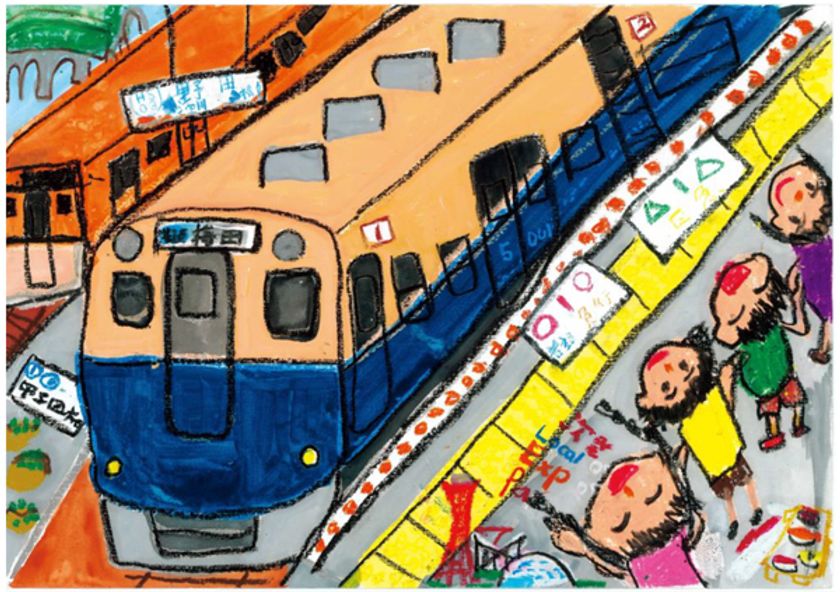 絵画コンクール「ぼくとわたしの阪神電車」結果発表！
大賞に輝いたのは大阪市の吉福 知大(よしふく ともひろ)さん（小学2年生）