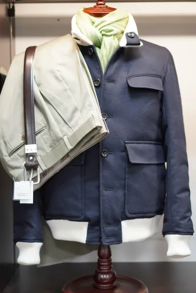 新作のウール中綿ブルゾン　ウールメーカーならではのカジュアルアウターが充実