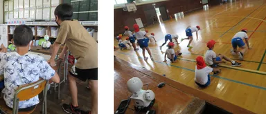 分身となったロボットが授業に参加。友だちとの会話を楽しみ、体育を見学
