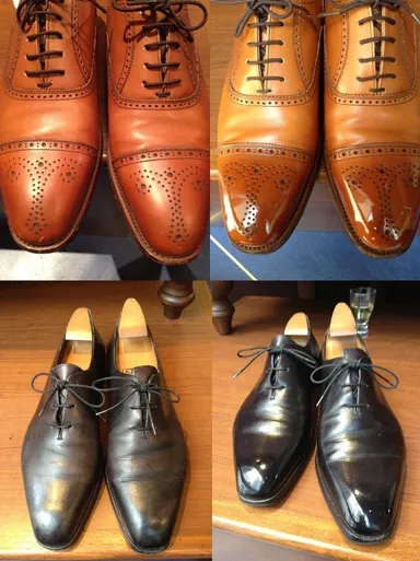靴磨き前と後