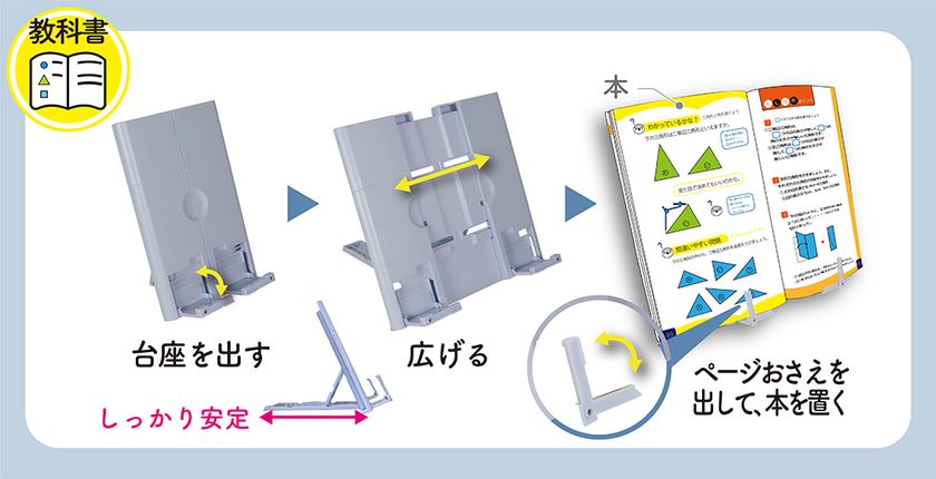 教科書・タブレット・スマートフォンが立つ！ 持ち運びやすくて、収納