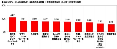 コストパフォーマンスに優れていると思う冷え対策