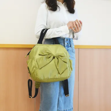 リボン2wayリュック モスグリーン1