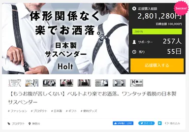 目標金額2,800％達成の人気PJ
