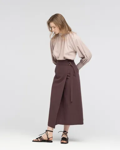 【merituuli】 リンネル掲載 コットンリネンラップスカート　￥13,200→￥3,960(税込)