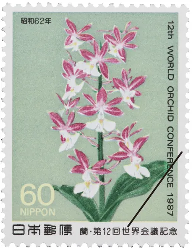 日本ではじめて具象的なランが描かれた切手(日本、1987年)