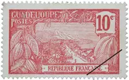 世界ではじめて画面にランが現れた切手(仏領グアダルーペ、1905年)