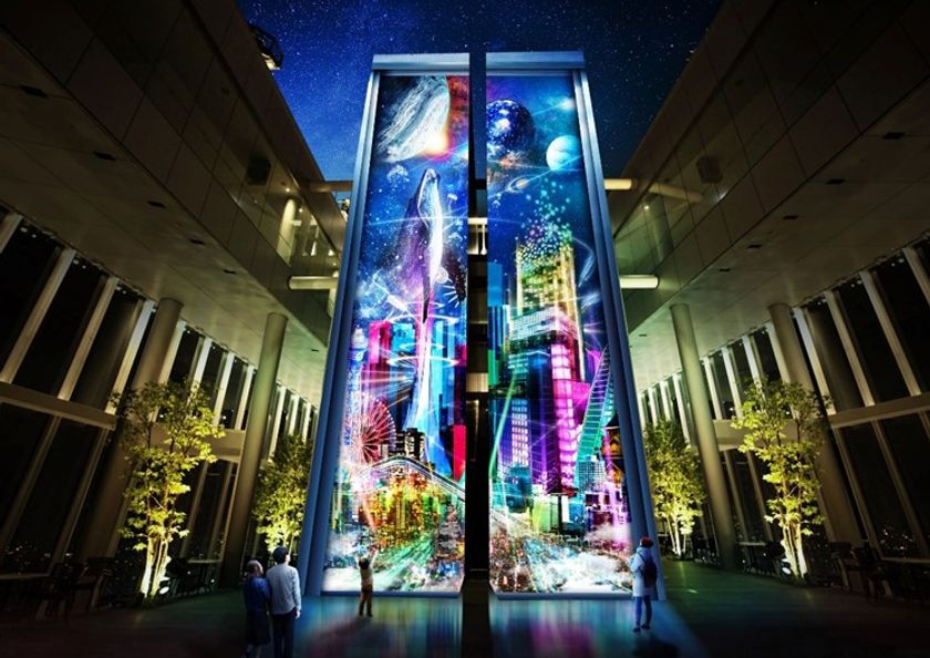 あべのハルカス展望台で、
大阪の未来を担う学生たちと大型マッピングショー