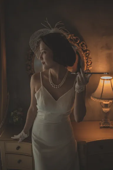 ベッドルームでのヴィンテージ感溢れるカット