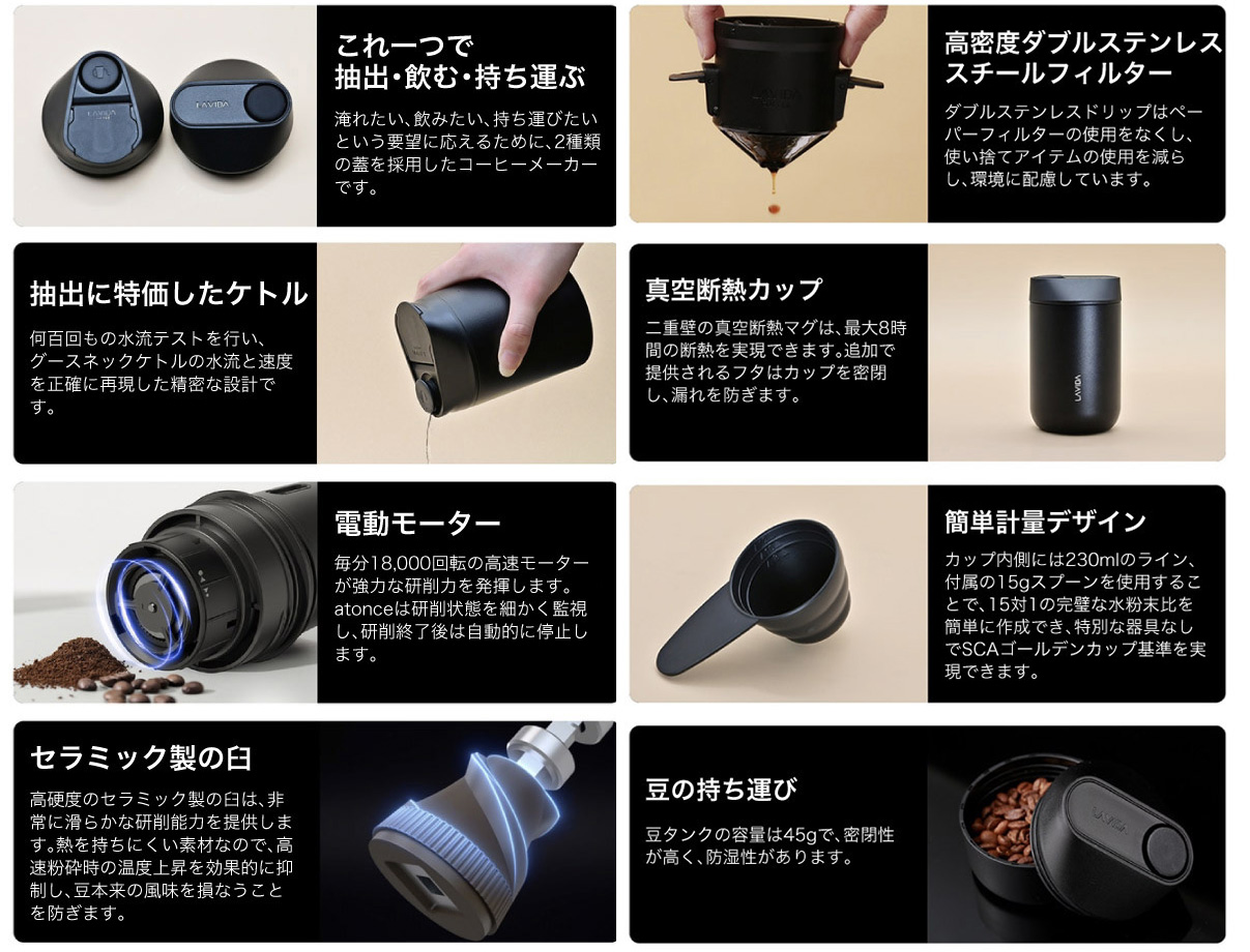 挽きたてを楽しむ。贅沢なコーヒータイムを実現 ミル付きポータブル 