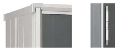 屋根の張り出しを最小限にしたシャープなデザイン／アルミダイカスト製の取手