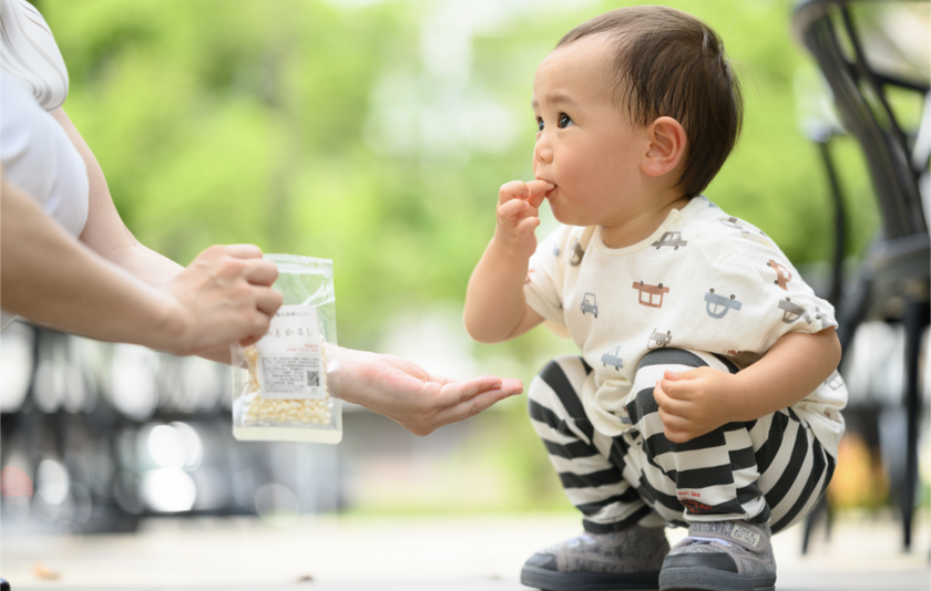 赤ちゃん連れの外出をもっとラクに楽しくするおやつ 材料はお米100 のみ 無糖 無調味ぽんがし いとかるし 販売開始から8ヶ月で1 500個販売 ご好評によりamazonでの販売も開始 合同会社kojemiのプレスリリース