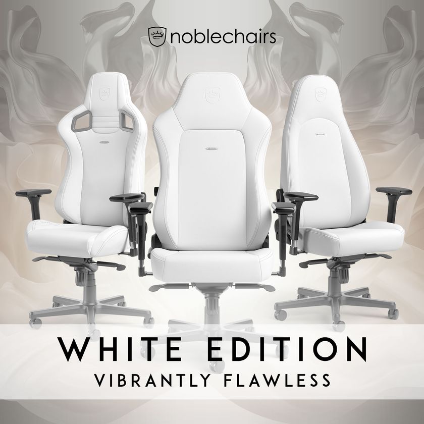 背もたれ・座面が完全ホワイトのゲーミングチェア noblechairsのハイ