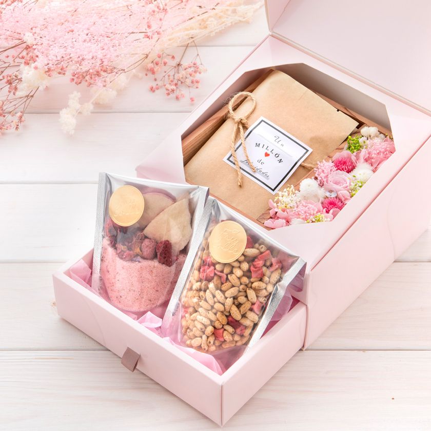 母の日や様々なアニバーサリーで人気のお花 スイーツのギフトboxからおしゃれで可愛い限定ピンクboxが登場 株式会社トライアドのプレスリリース
