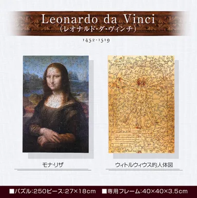 「モナ・リザ」と「ウィトルウィウス的人体図」(共にレオナルド・ダ・ヴィンチ)