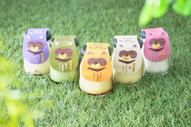 カラフルな5種類のプリン