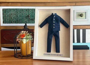 ミニチュアリメイク額装「思い出アフレーム」男子学制服を飾るタイプ