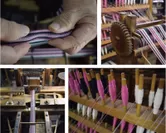 戦前から使われている旧式の織機でゆっくり丁寧に織り上げられる