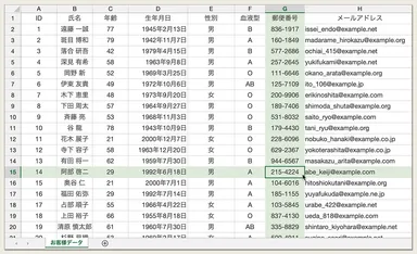 スプレッドシートのスタイル設定