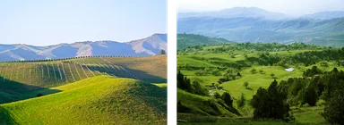 国境付近の大半は緑の山々に囲まれる