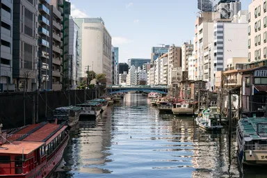 柳橋から浅草橋を望む