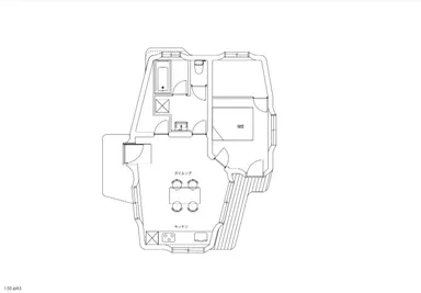 「慶應義塾大学KGRI環デザイン＆デジタルマニュファクチャリング創造センター」が計画している住宅の平面図。プリンターを室内側に置いて壁を印刷する資料提供：益山 詠夢