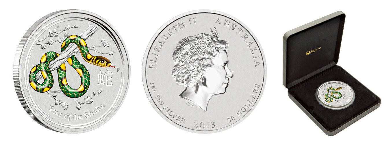 商品情報2013年 オーストラリア 干支 巳年 純銀 銀貨1オンス 本物保証