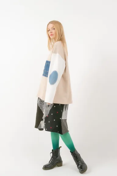 デニムパッチドスエット