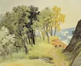 川合玉堂《山雨一過》 1943(昭和18)年　絹本・彩色　山種美術館