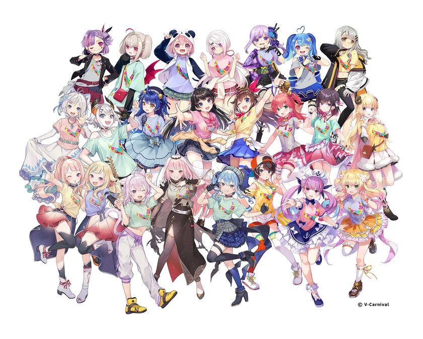 新時代のVTuberライブ『V-Carnival』再び!!
『V-Carnival VOL.2』
オリジナルTシャツを出演アーティストが着用した
限定キービジュアル 完成!!