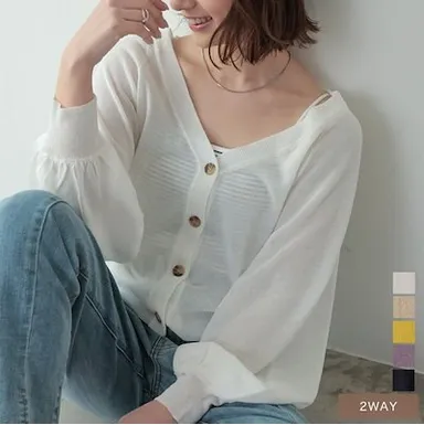 Re:EDIT／前後2WAYシアーニットカーディガン