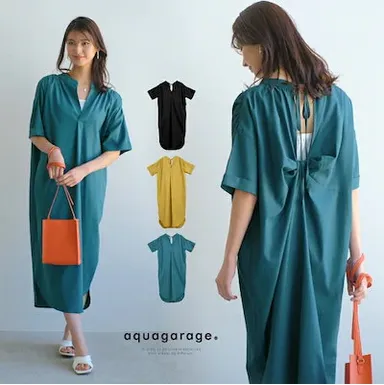 aquagarage／バックデザインVネックワンピース