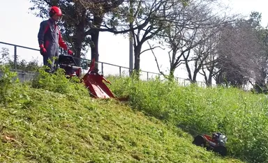 斜面の上で親機を操作