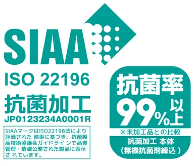 SIAA認証の抗菌加工樹脂仕様