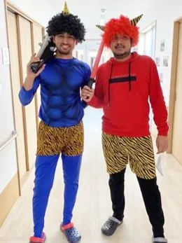 鬼のコスプレも似合うでしょ。節分イベントでのネパール人介護士