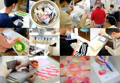 ちぎり絵御朱印の作成風景