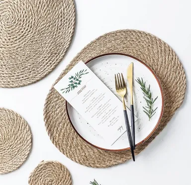 Doughnuts／手織りの綿のプレースマット