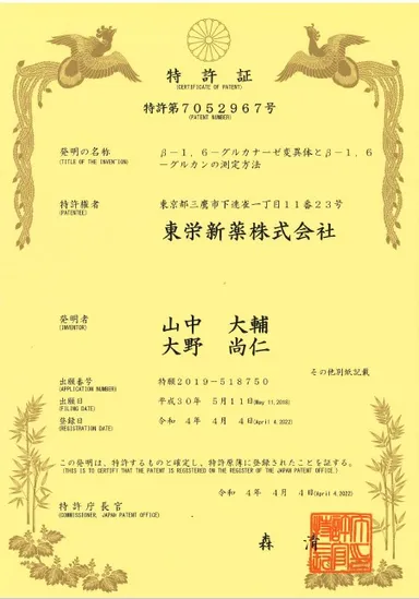 特許証β-1,6-グルカン