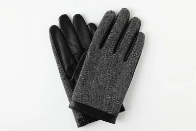 ブラックレザー×ヘリンボーン