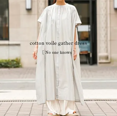 ボイルギャザー半袖ワンピース