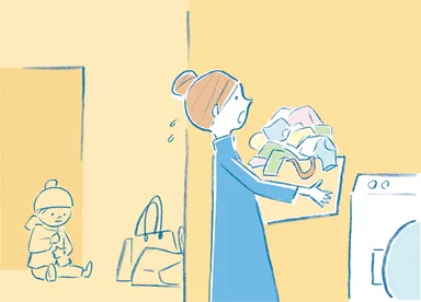 洗濯物に追われる親