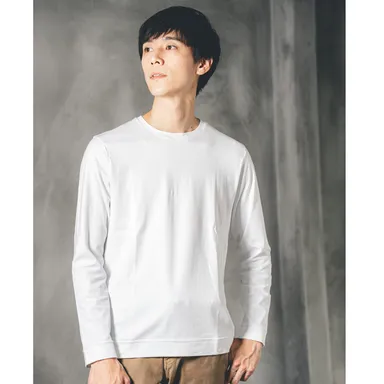 【大人のドレスTシャツ】スビンプラチナムスムース スリムフィット 長袖｜クルーネック