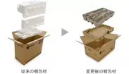 従来の梱包材と変更後の梱包材