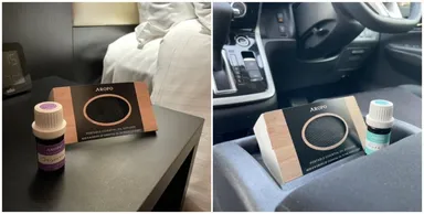 ベッドサイドや車内での使用イメージ。生活シーンごとに香りを変えて使用できます。